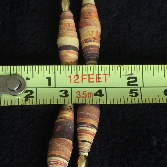 Earth Colored Paper Beaded Long Necklace - Picture 11 of 12